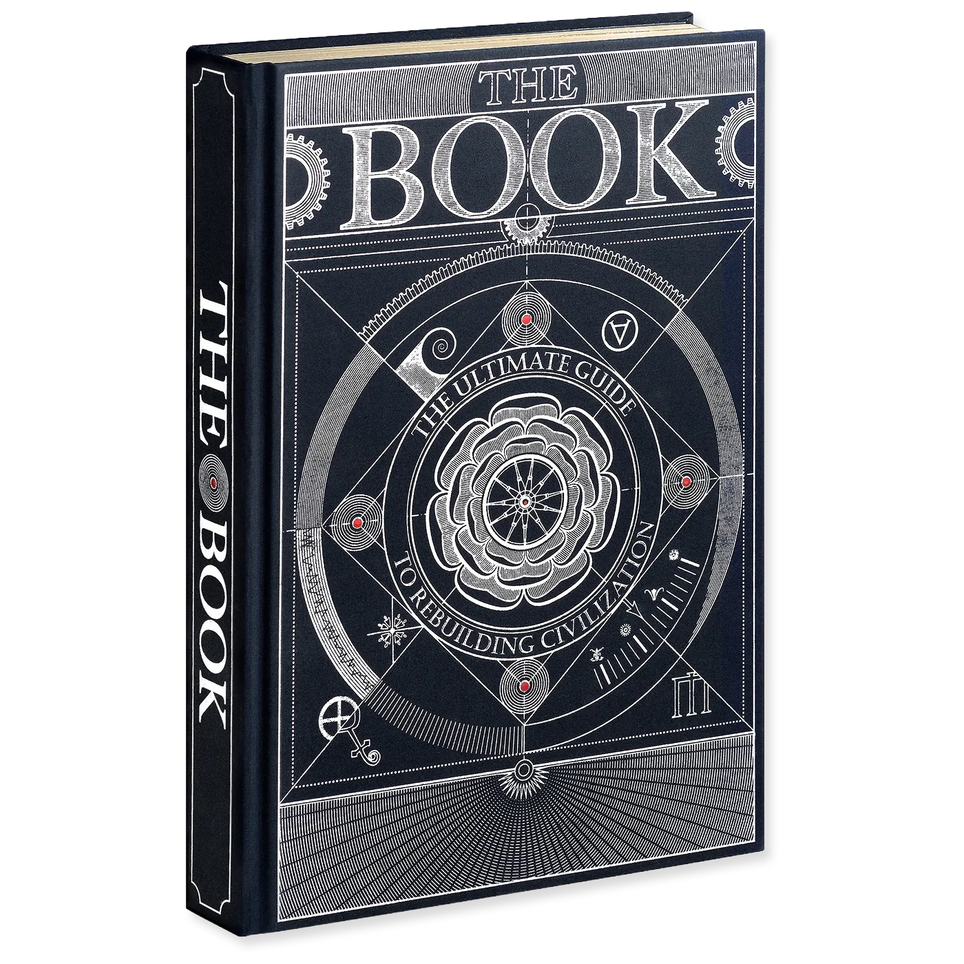 Decorative book with geometric design and text on a white background