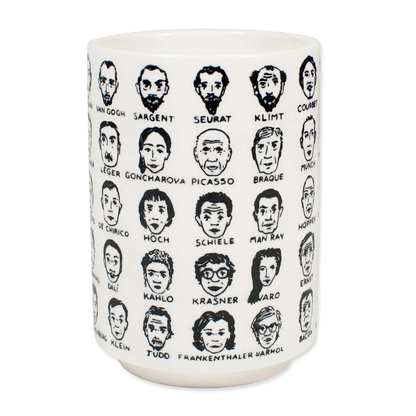Ceramic cup without handle,  with portraits of famous modern artists