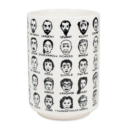Ceramic cup without handle,  with portraits of famous modern artists