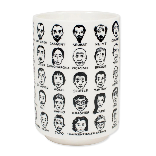 Ceramic cup without handle,  with portraits of famous modern artists
