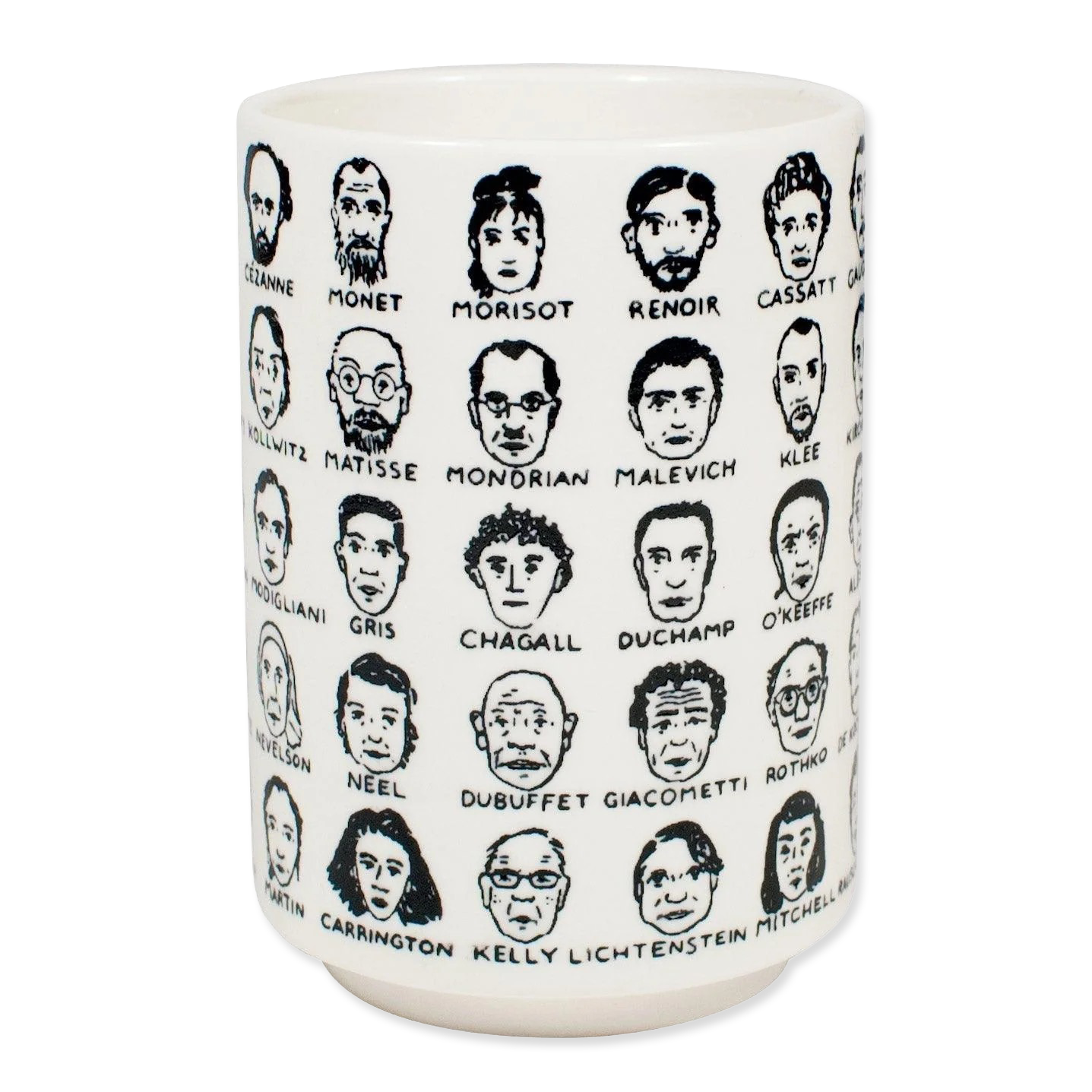 Ceramic cup without handle,  with portraits of famous modern artists