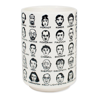 Ceramic cup without handle,  with portraits of famous modern artists