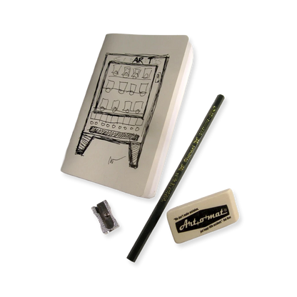 Art-o-Mat Sketchbook, Pencil, Eraser, and Sharpener