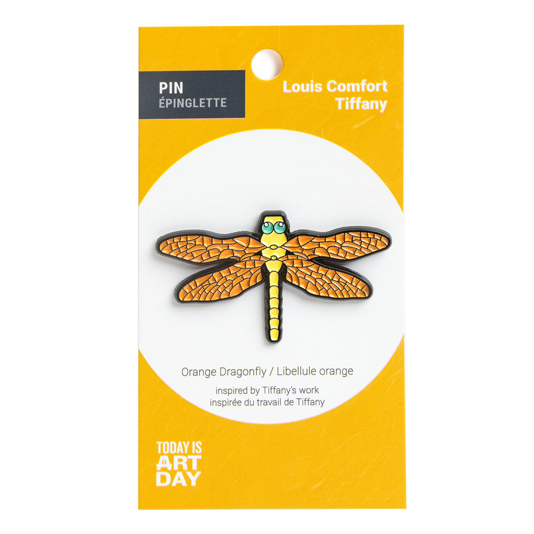 Enamel Pin: Orange Dragonfly package