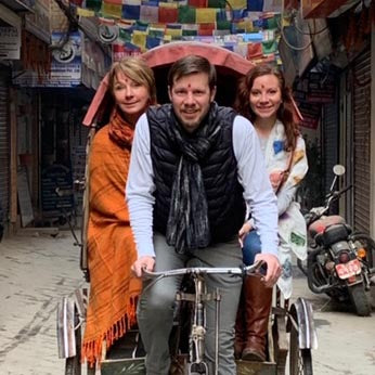 Pomegranate Moon founders Ellen, Stacie, and Rusty in Nepal