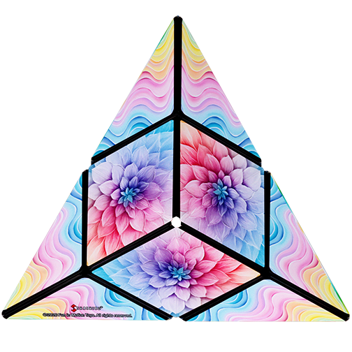 Colorful geometric puzzle with floral design on a white background