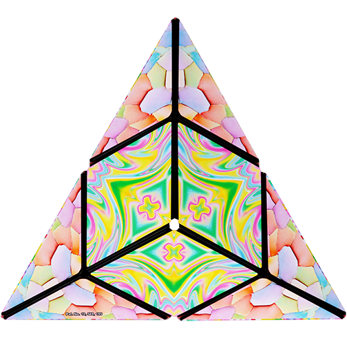 Colorful geometric puzzle with a white background