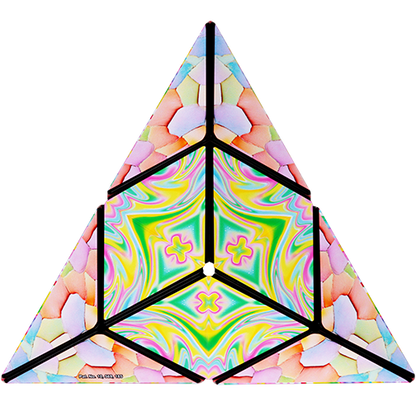 Colorful geometric puzzle with a white background