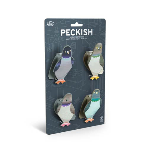 Peckish Pigeons Bag Clips, Set of 4