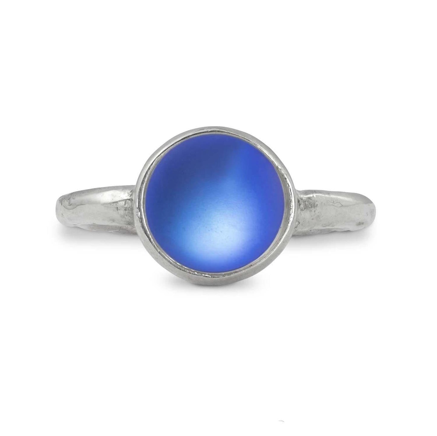 Classic Sterling Silver Adjustable Ring in Frosted Blue by Leightworks - Chrysler Museum Shop