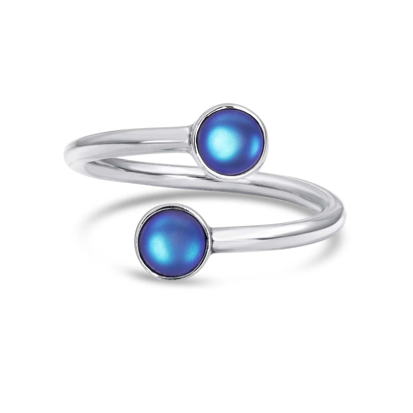 Double Ring with Frosted Blue Crystals by Leightworks - Chrysler Museum Shop