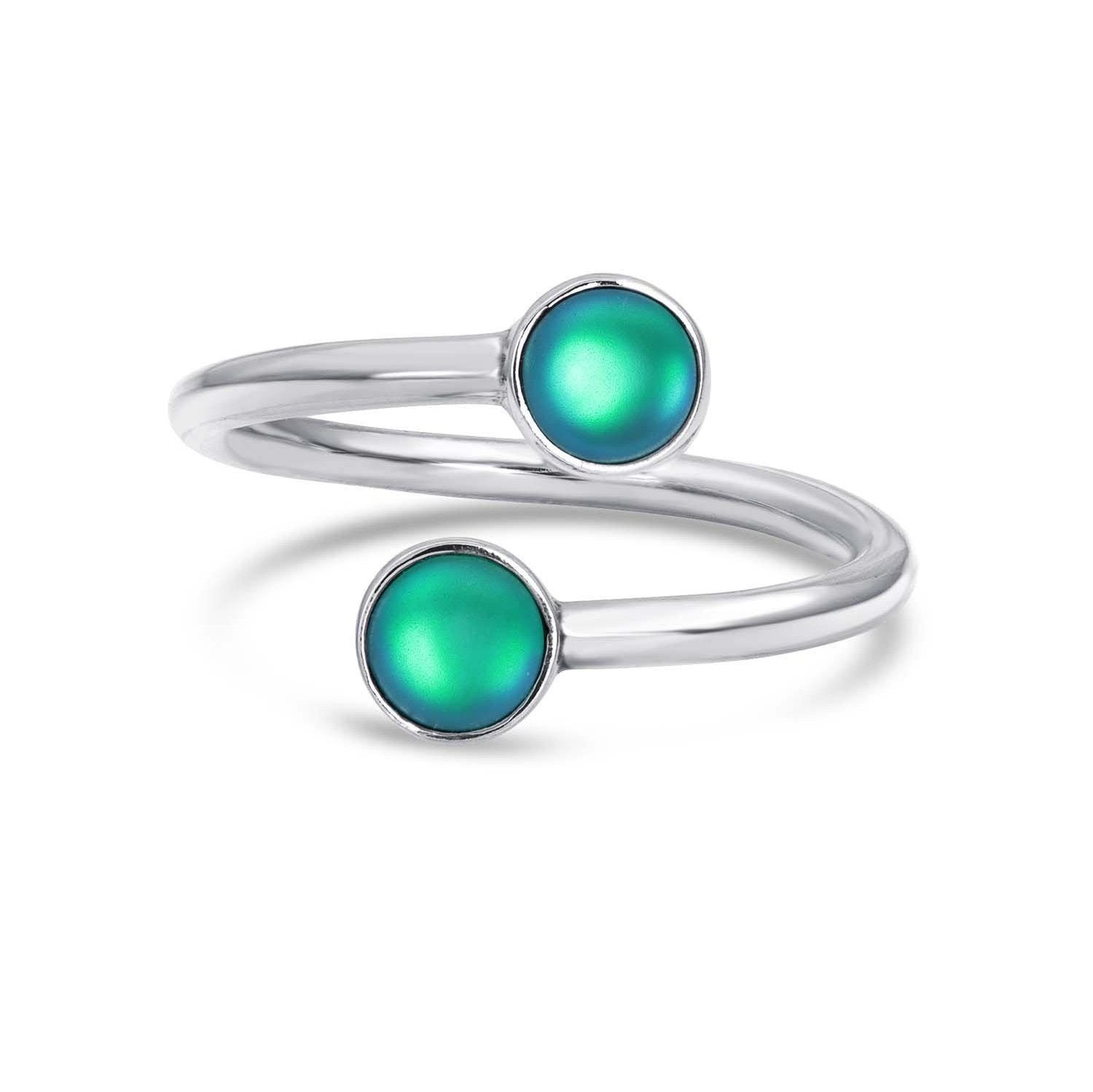 Double Ring with Frosted Green Crystals by Leightworks - Chrysler Museum Shop