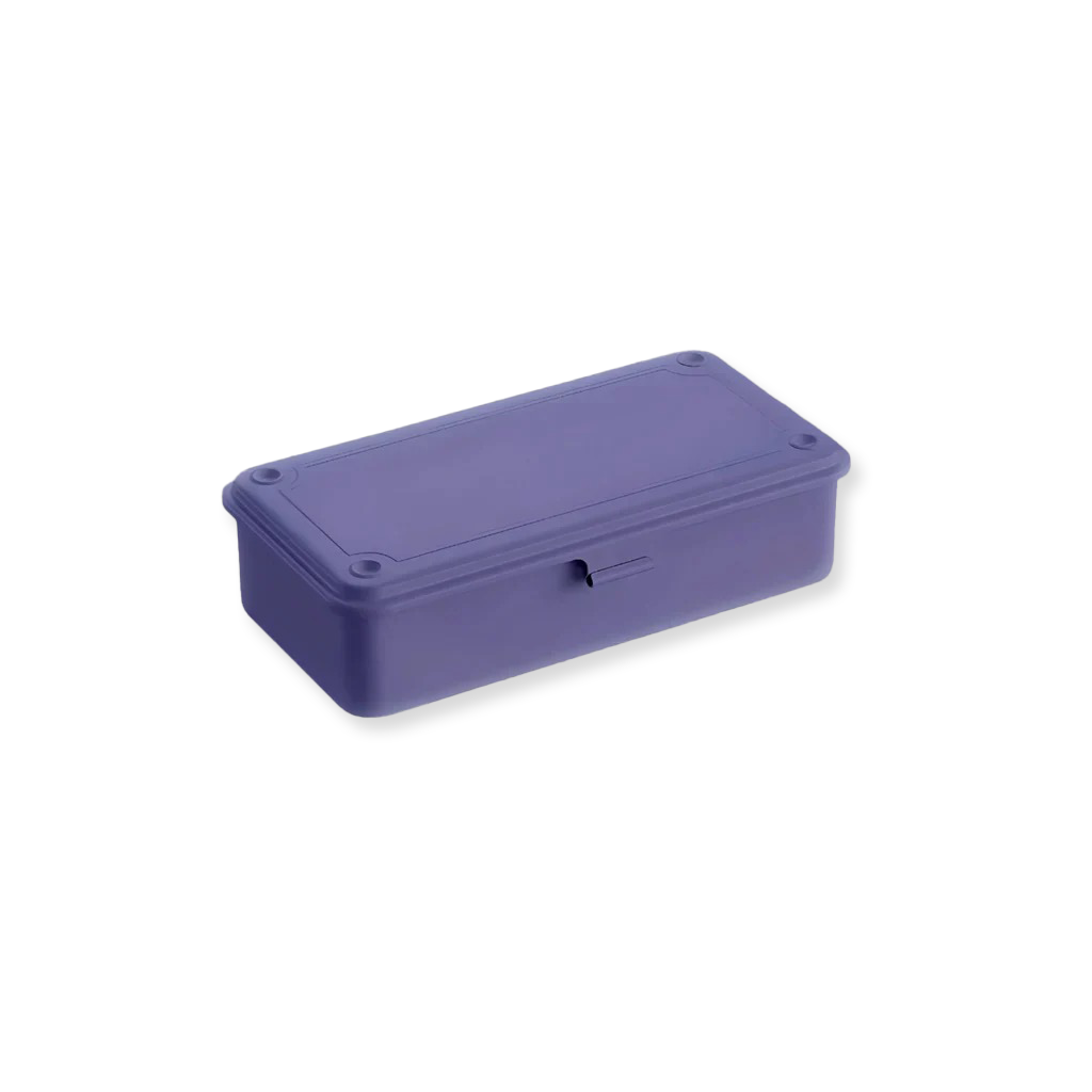 Purple rectangular steel box on a white background