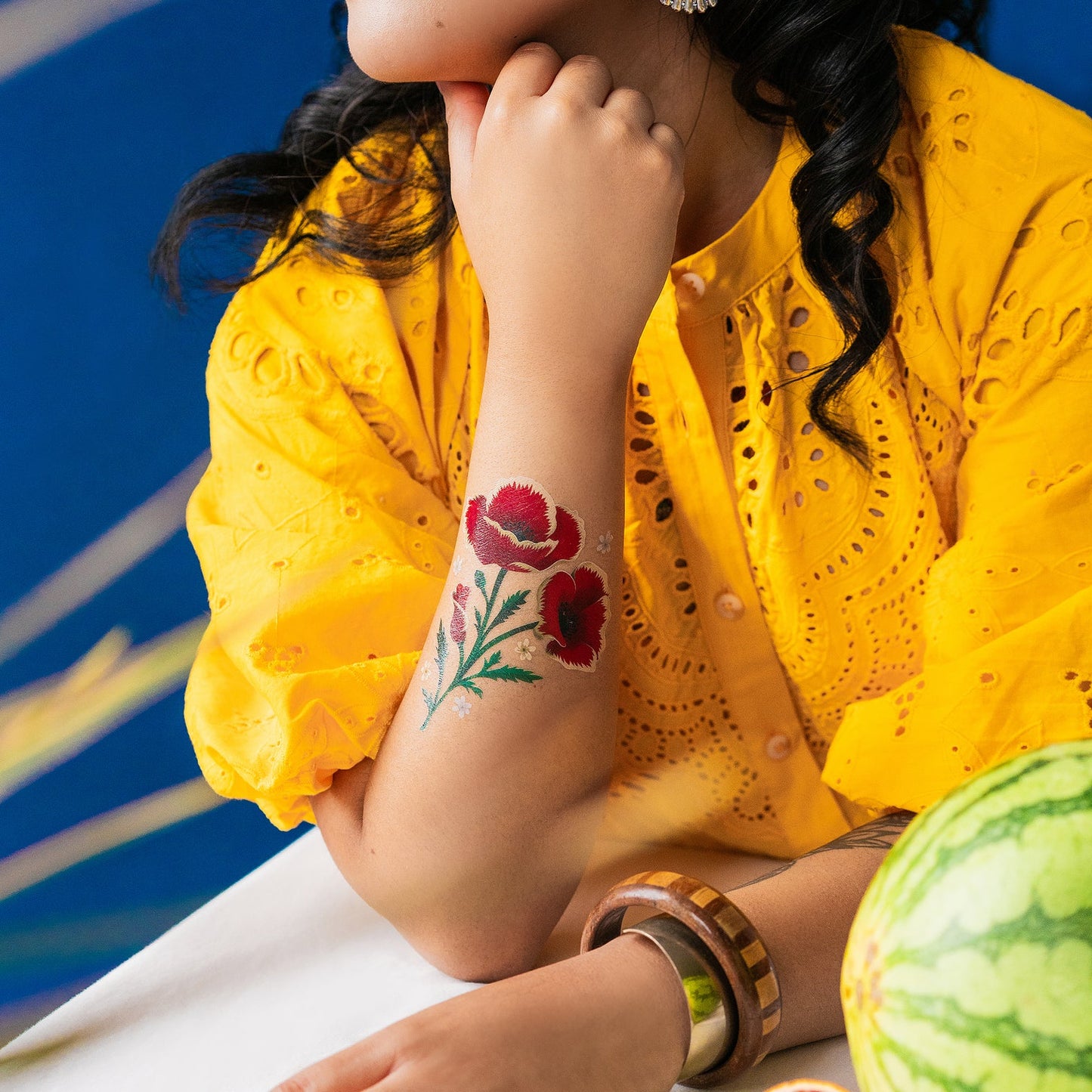 Frida Kahlo Poppies Temporary Tattoos