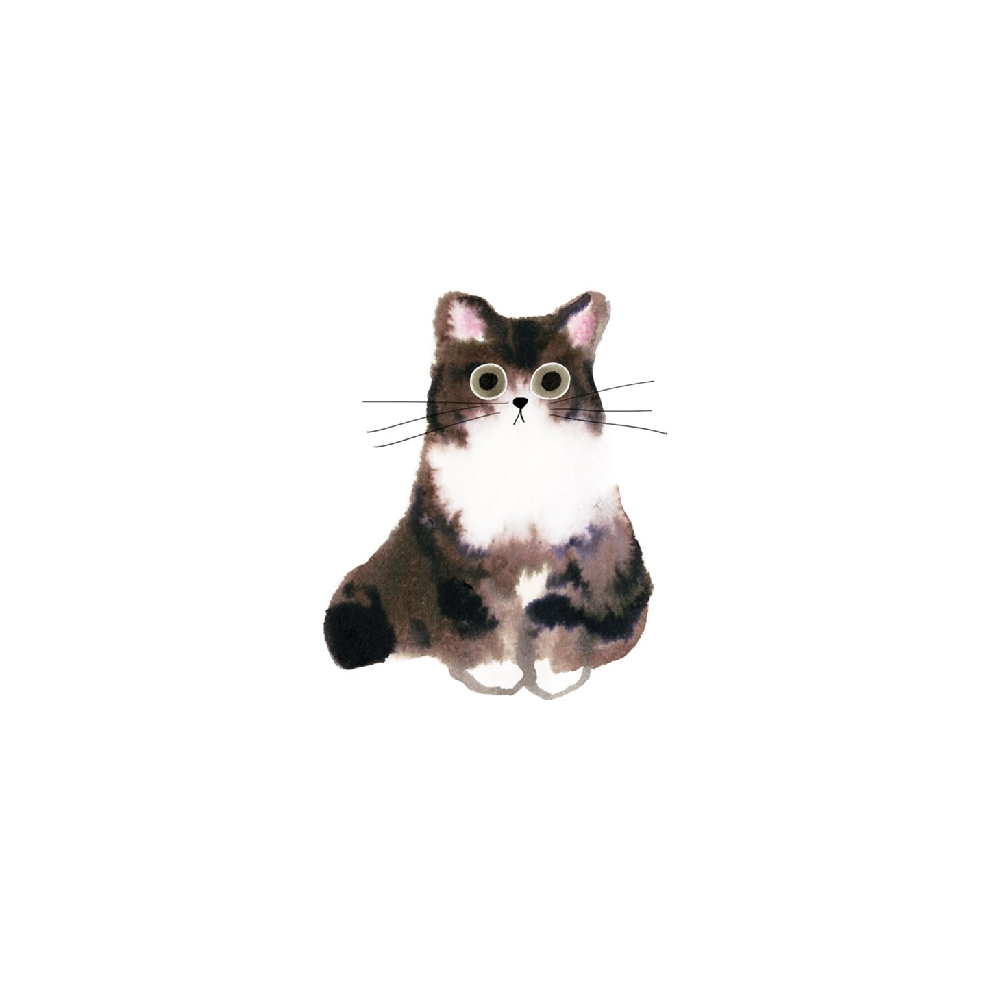 Cartoon cat with googly eyes on a white background