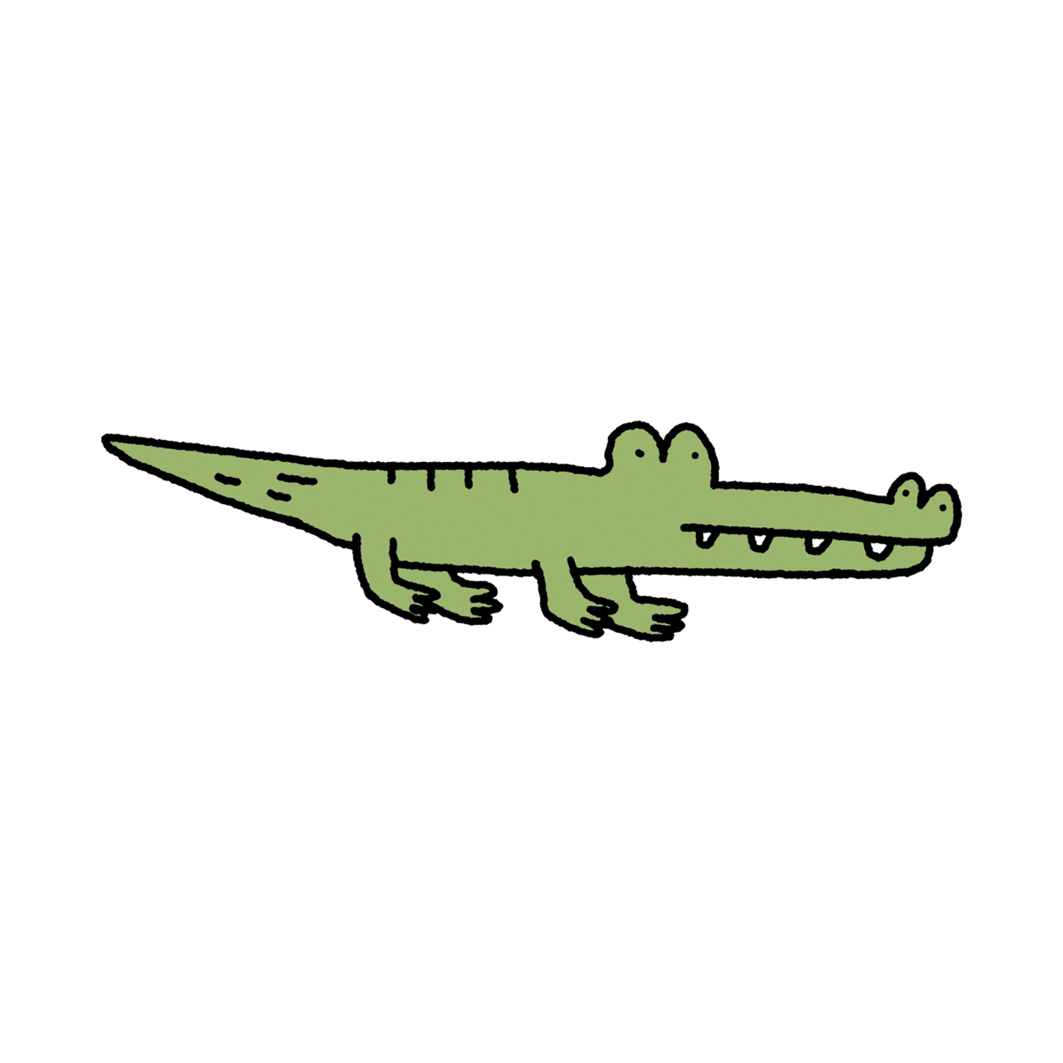 Simple green alligator illustration on a white background