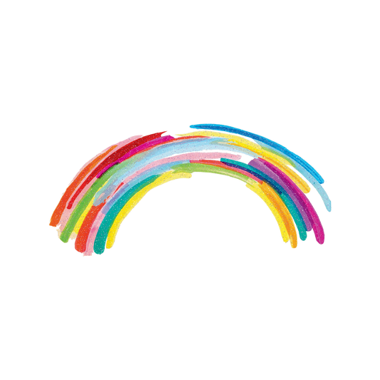 Colorful rainbow-shaped temporary tattoo design on a white background