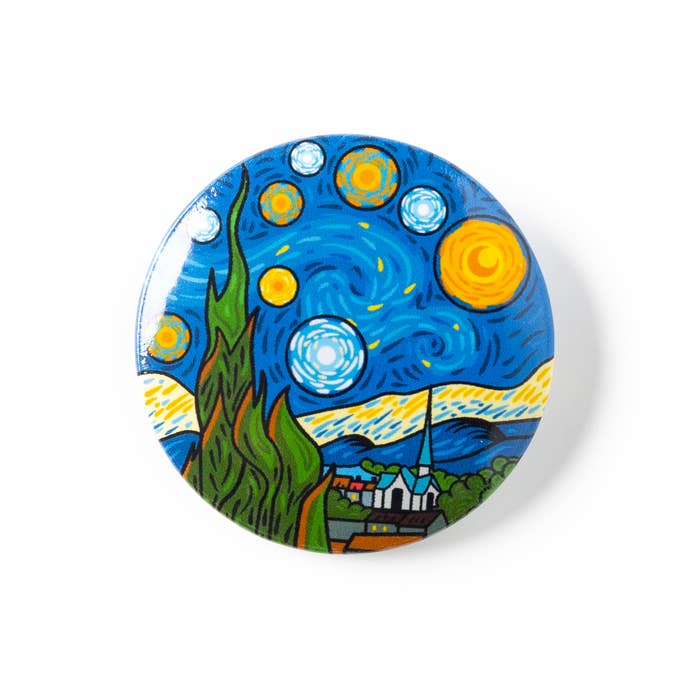 Botón de arte: "Noche estrellada" de van Gogh