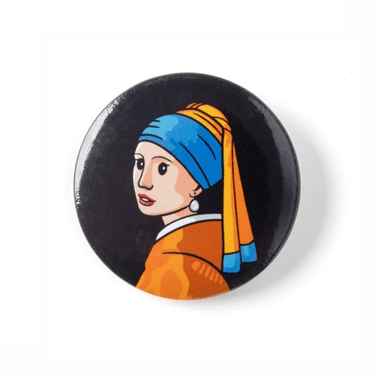 Botón de arte: "La joven de la perla" de Vermeer