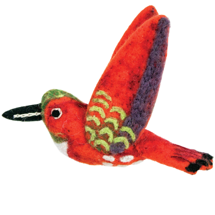 Handmade Wool Rufous Hummingbird Ornament