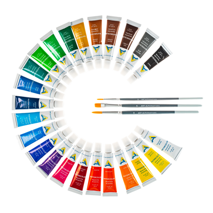 Juego de pintura de acuarela de grado económico de 24 colores.