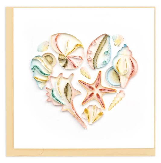 Quilled Seashell Heart Blank Card