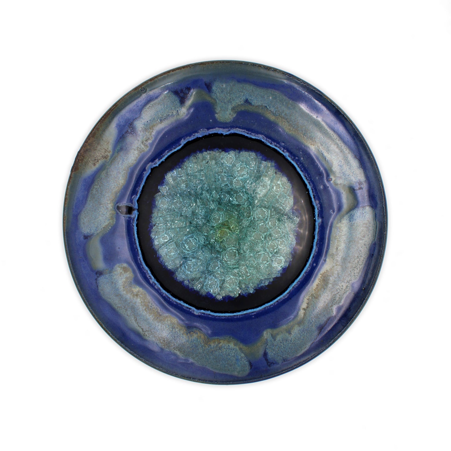 Hand-thrown Round Plates: Blue with Glass