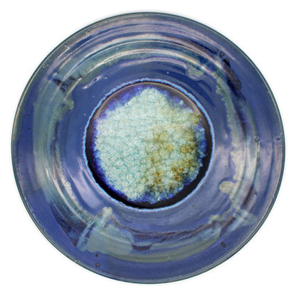Von Hand gedrehte runde Teller: Blau mit Glas