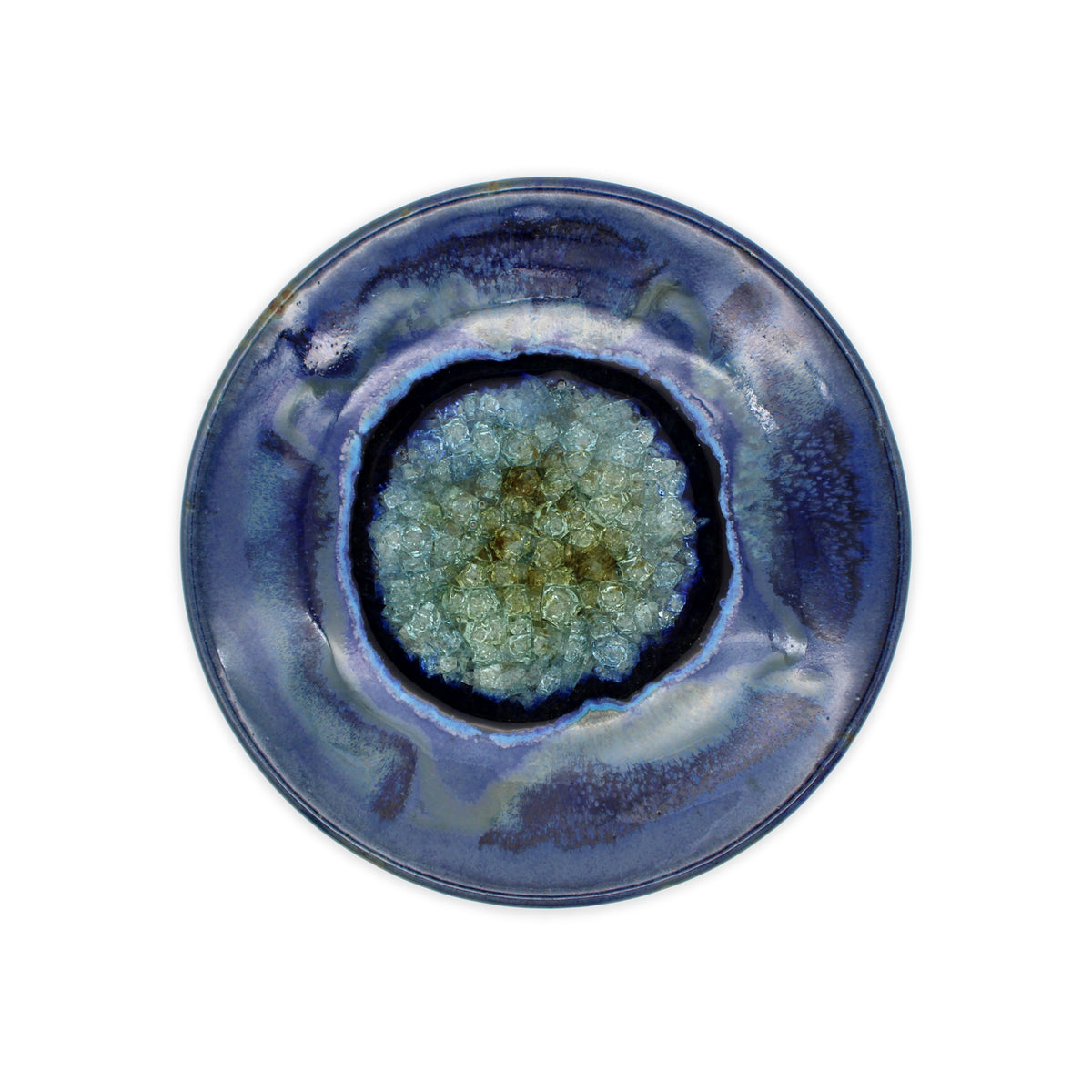 Von Hand gedrehte runde Teller: Blau mit Glas – Chrysler Museum of Art