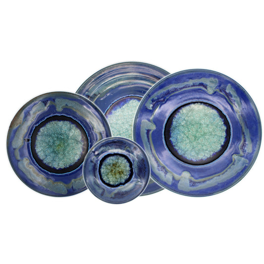 Hand-thrown Round Plates: Blue with Glass - Chrysler Museum Shop