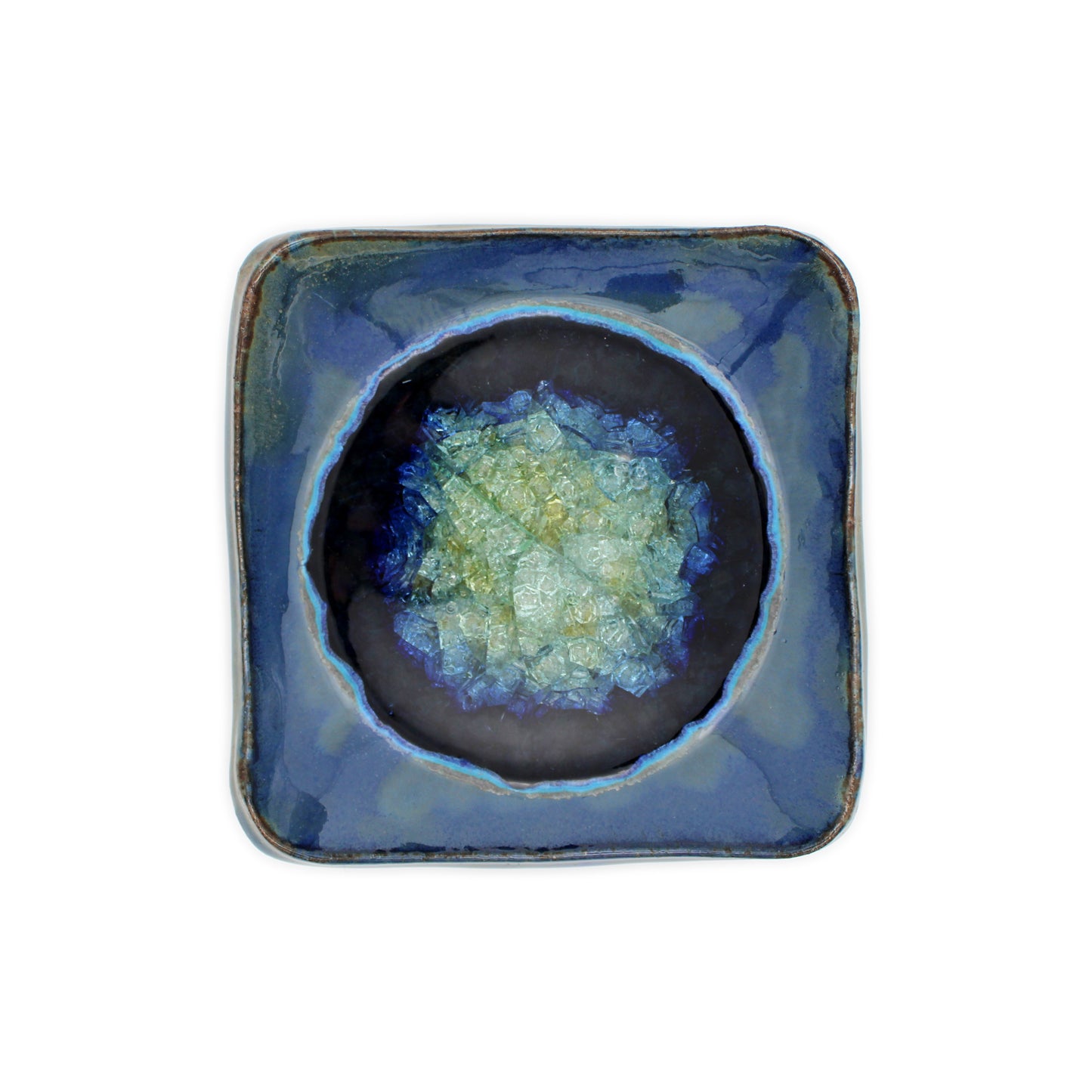 Hand-thrown Wonton Dishes: Blue with Glass