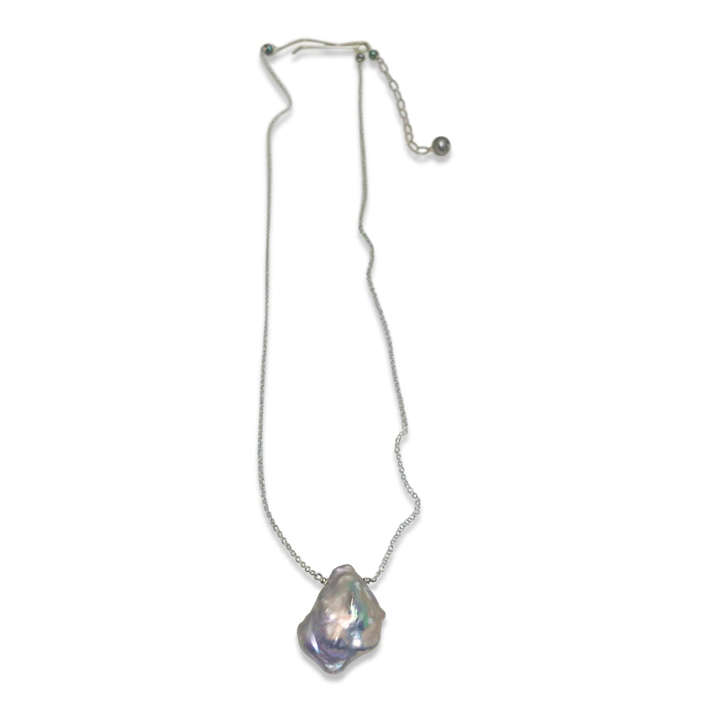 Halskette aus grauen Keshi-Perlen und Sterlingsilber