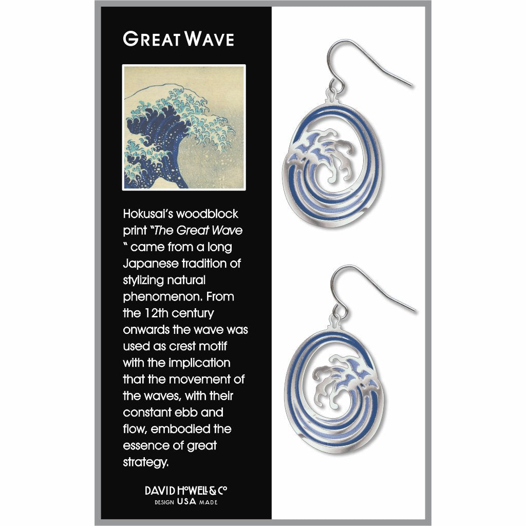 Katsushika Hokusai's The Great Wave Off Kanagawa Metal Earrings - Chrysler Museum of Art Shop