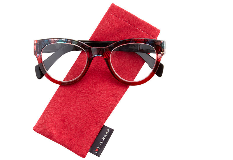 Glassy Red Reading Glasses