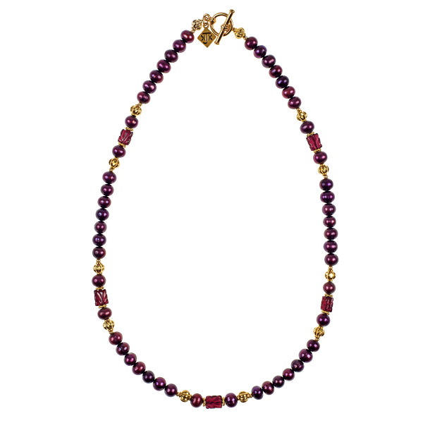 Carved Garnet and Cranberry Pearl Choker