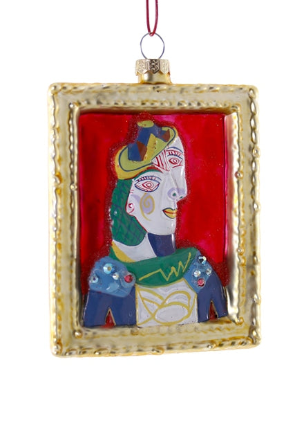 Ornament aus mundgeblasenem Glas: Picassos Büste de Femme, gerahmt