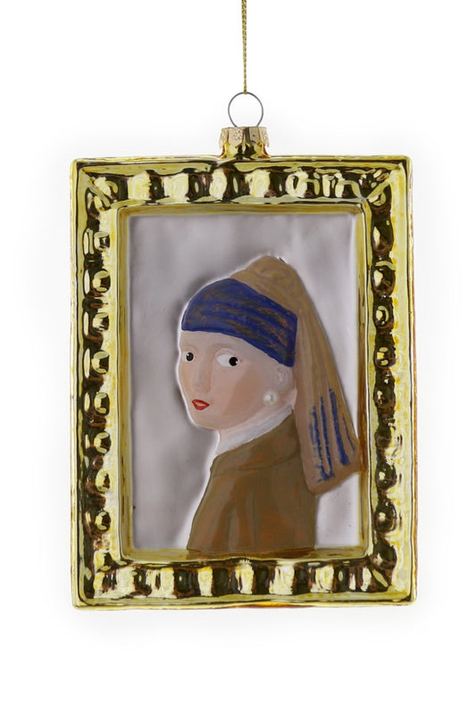 Ornament aus mundgeblasenem Glas: Mädchen mit einem Perlenohrring-Gemälde