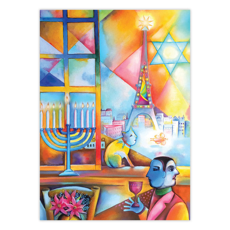 Chagall Menorah Chanukka-Karten