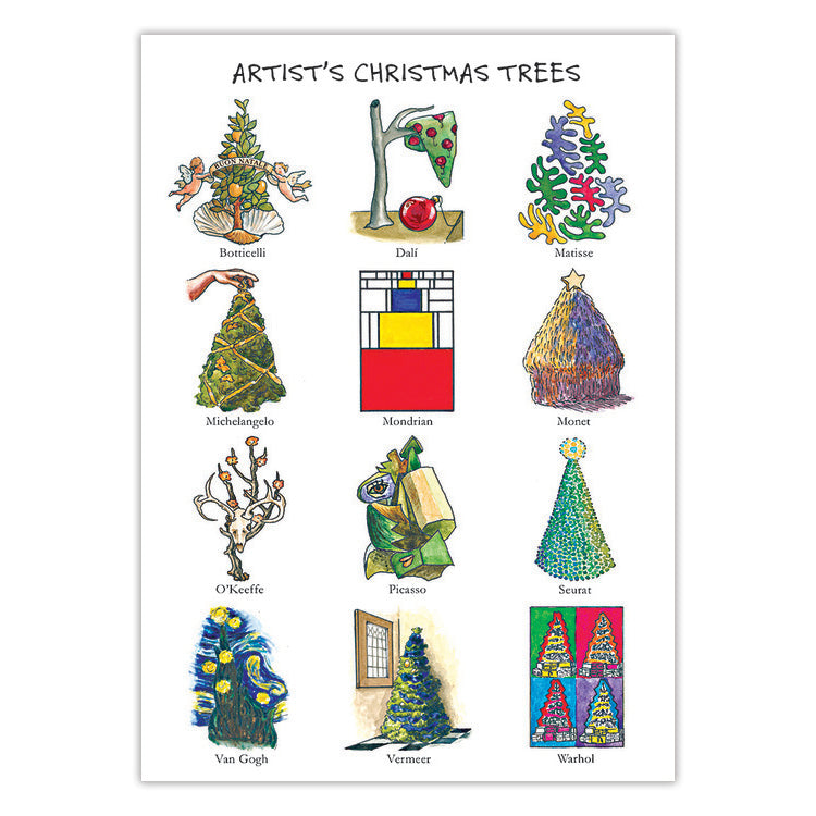 Tarjetas del árbol de Navidad del artista