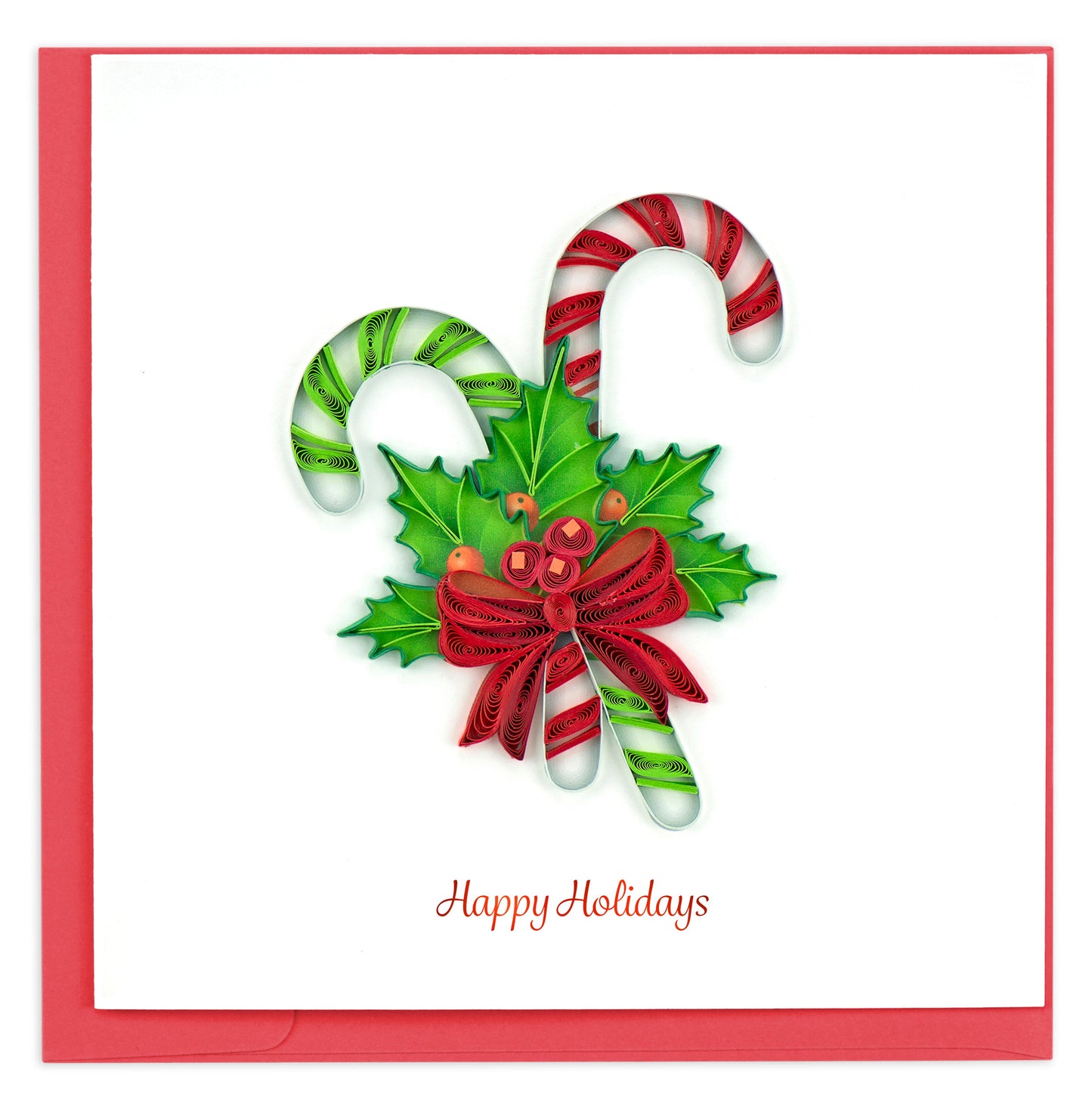 Quilled Candy Canes "Happy Holidays" Card