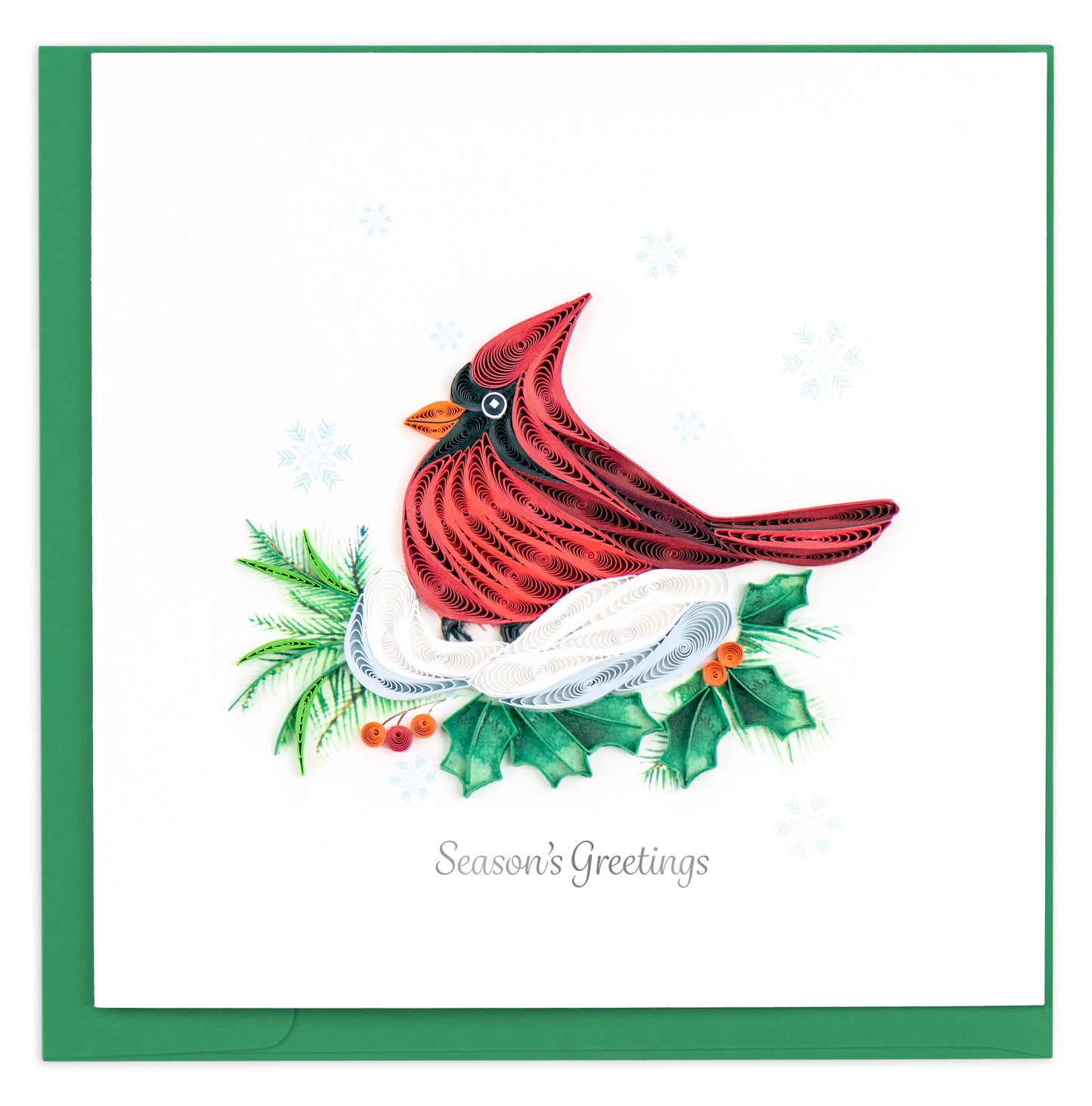 Quilled Snowy Cardinal "Season's Greetings"-Karte