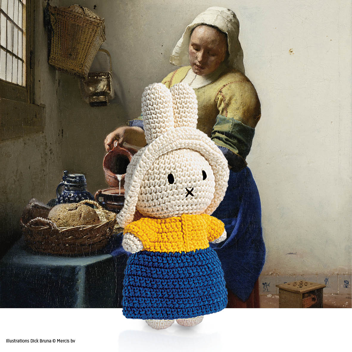 Miffy Handmade Knit Doll with Vermeer-Inspired Dress