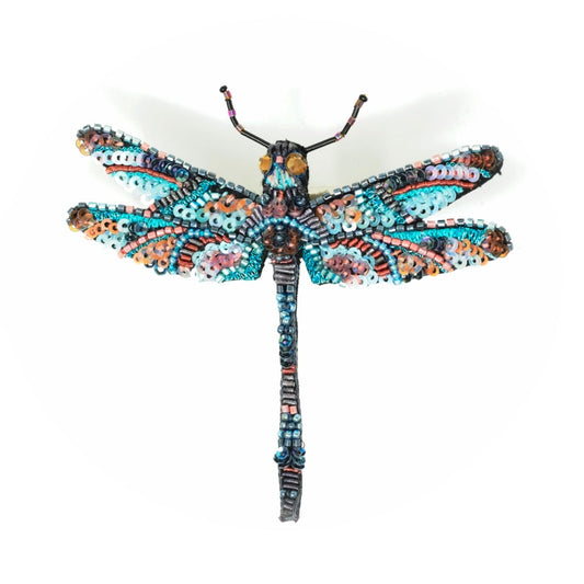 Jeweled Dragonfly Embroidered Brooch