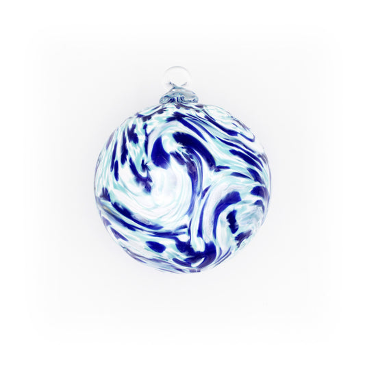 Ornament aus mundgeblasenem Glas: Impressionistisches Blaugrün