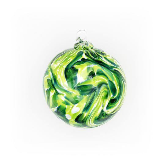 Blown Glass Ornament: Impressionist Green