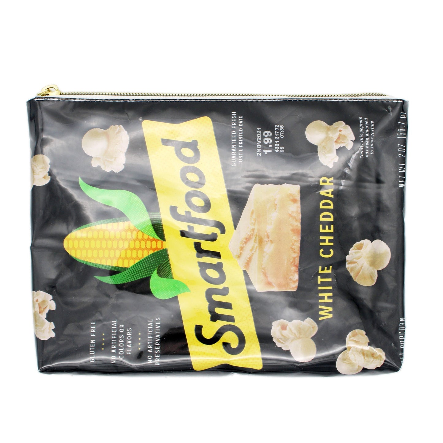 Bolsa reciclada grande para palomitas de maíz con queso cheddar blanco Smartfood