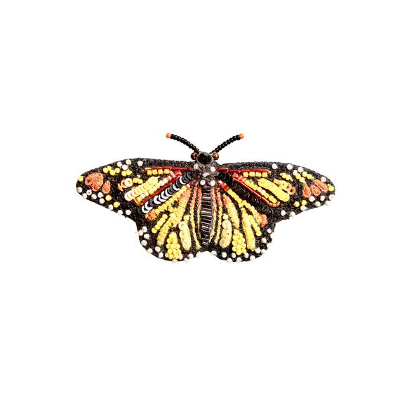 Broche Bordado Mariposa Monarca Serpenteante