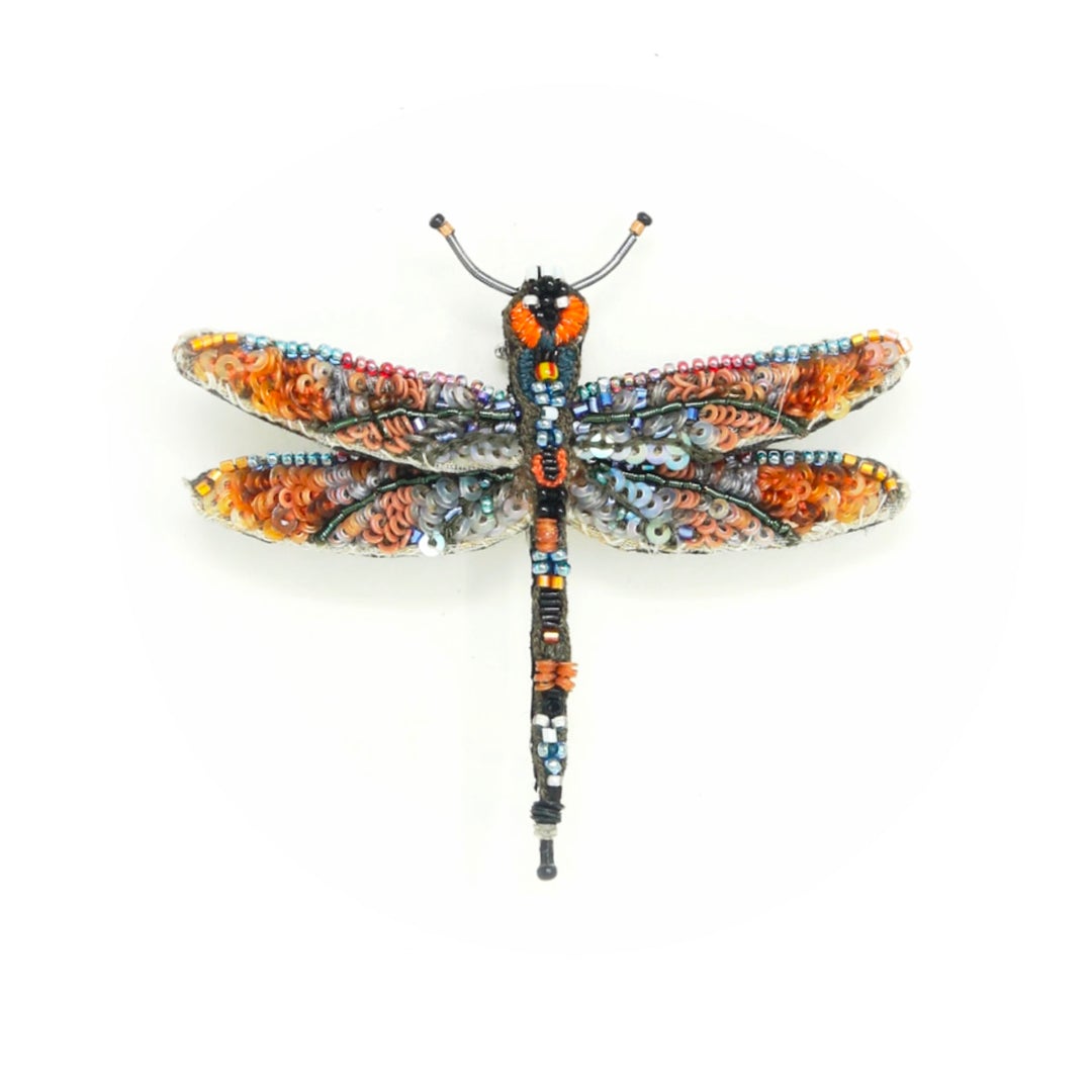 Orange Dragonfly Embroidered Brooch - Chrysler Museum Shop