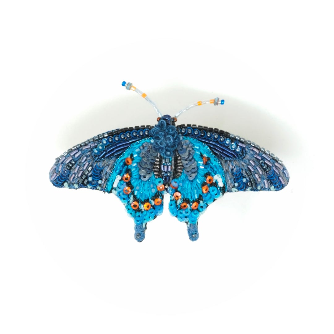 Pipevine Swallowtail Butterfly Embroidered Brooch