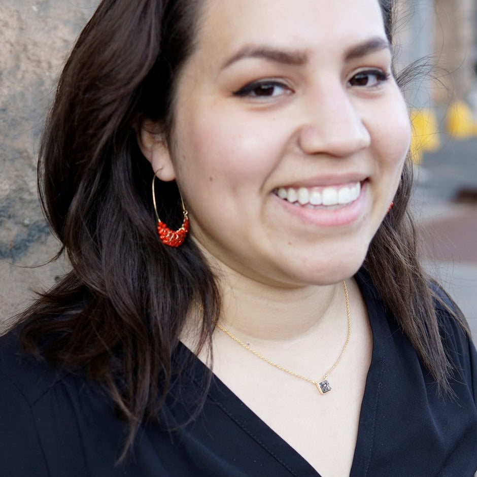 Beaded Chandelier Hoop Earrings (Berry) - Chrysler Museum Shop